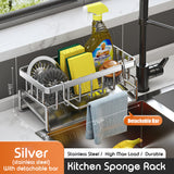 Sponge Holder For Kitchen Sink With Towel Hanger Bar Detergent Rack