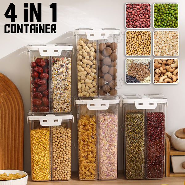 Customizable 4-in-1 Food Storage Container Kitchen Refrigerator Organizer With Airtight Locking