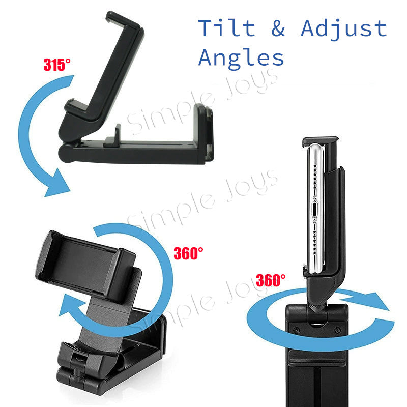 Universal Travel Phone Holder Airplane Tray Clamp Mount | Adjustable Stand for Desk, Bed, Kitchen