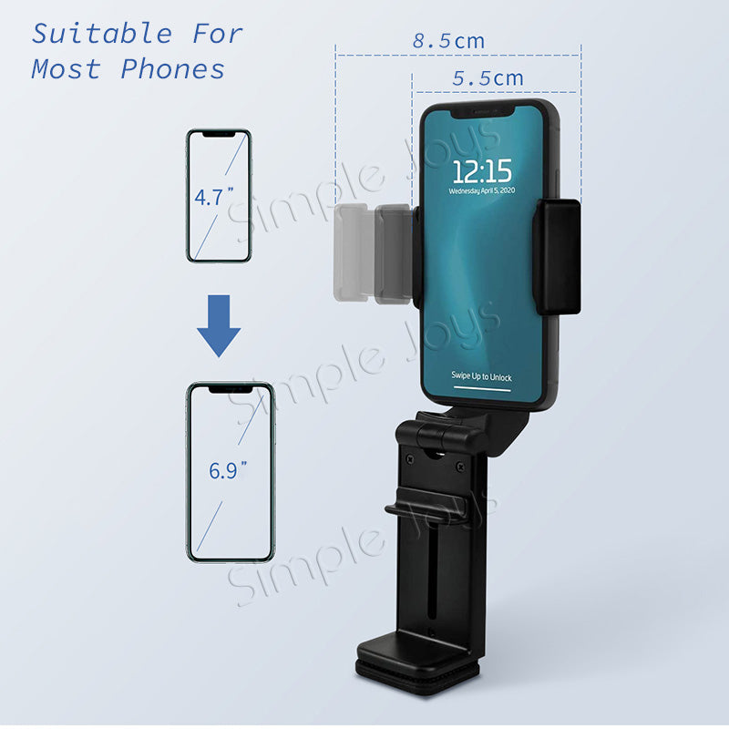 Universal Travel Phone Holder Airplane Tray Clamp Mount | Adjustable Stand for Desk, Bed, Kitchen