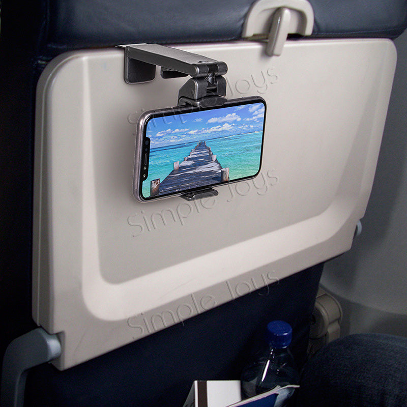 Universal Travel Phone Holder Airplane Tray Clamp Mount | Adjustable Stand for Desk, Bed, Kitchen