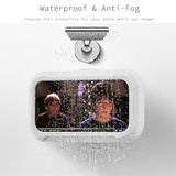 Waterproof Shower Phone Holder Box with 360° Rotation, Anti-Fog Touch Screen No-Drill Adhesive Mount