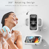 Waterproof Shower Phone Holder Box with 360° Rotation, Anti-Fog Touch Screen No-Drill Adhesive Mount
