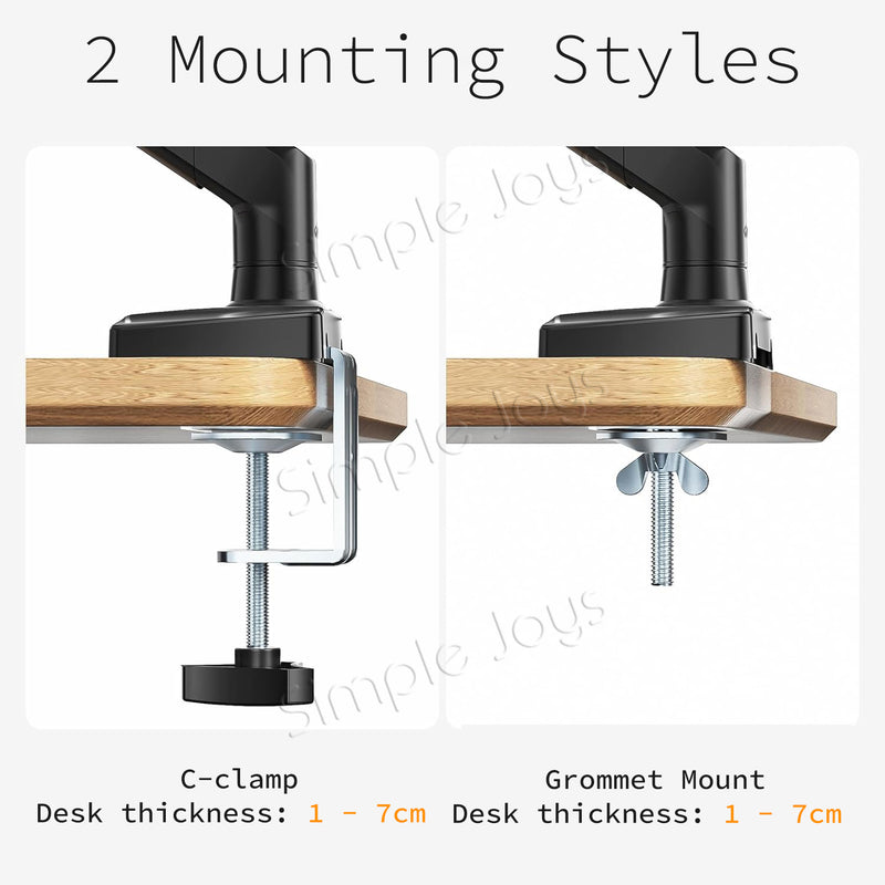 Single LCD Monitor Mount Stand - Articulating Gas Spring Monitor Arm - Adjustable Desk Mount 360 Rotation