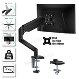 Single LCD Monitor Mount Stand - Articulating Gas Spring Monitor Arm - Adjustable Desk Mount 360 Rotation