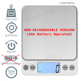 Digital Kitchen Multifunction Food Weighing Scale for Bake Jewelry Weight, Up to 0.01g Stainless Steel Backlit Display