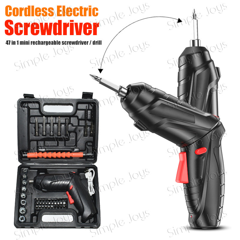 Cordless Electric Screwdriver 3.6V Rechargeable Power Drill with 47pcs Accessories Set