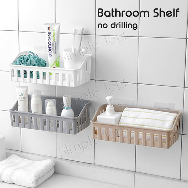 (3pcs Bundle) Bathroom Rack Shelf Shower Caddy Toilet Storage Punch-Free No Drilling Stick-on Design