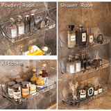 Clear Ripple Toilet Shelf Bathroom Storage Rack Kitchen Organizer Tray Adhesive Mounted No-Drill Required