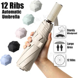 12 Ribs Automatic Umbrella Super Windproof Large Umbrella Auto Open Close Excellent Water Repellency