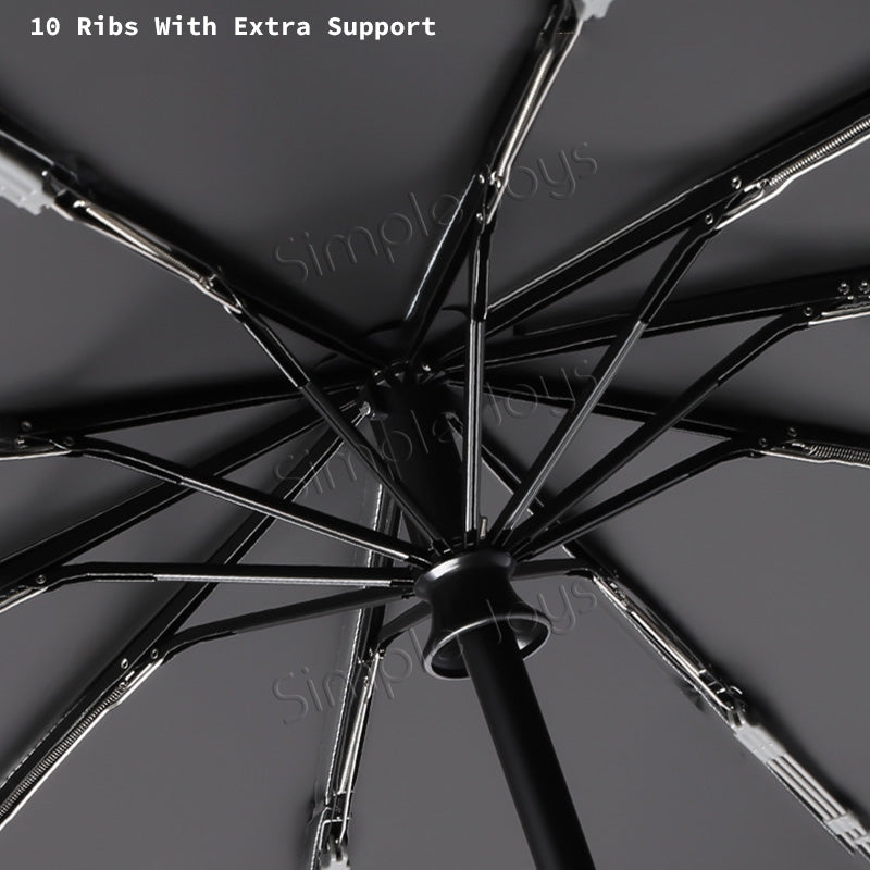 Automatic Big Umbrella With Fun Ring Hook Handle Windproof UV Block Clip & Go Travel Umbrella