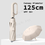 Automatic Big Umbrella With Fun Ring Hook Handle Windproof UV Block Clip & Go Travel Umbrella