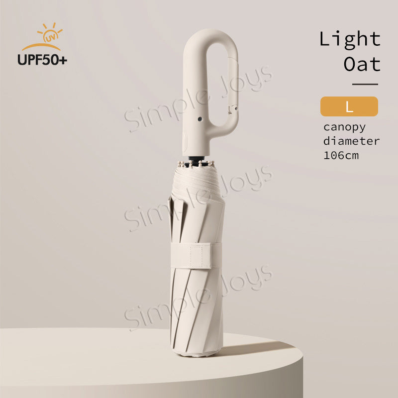 Automatic Big Umbrella With Fun Ring Hook Handle Windproof UV Block Clip & Go Travel Umbrella