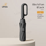 Automatic Big Umbrella With Fun Ring Hook Handle Windproof UV Block Clip & Go Travel Umbrella