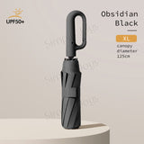Automatic Big Umbrella With Fun Ring Hook Handle Windproof UV Block Clip & Go Travel Umbrella