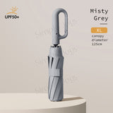 Automatic Big Umbrella With Fun Ring Hook Handle Windproof UV Block Clip & Go Travel Umbrella