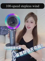 10000mAh Table Fan 100 Speed With Lights Auto Oscillating Fan