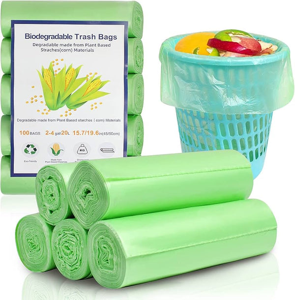 Eco-Friendly Compostable Bin Liners 100pcs - Biodegradable Trash Bags