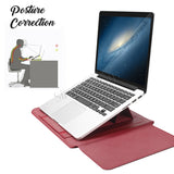 Laptop Sleeve Bag Foldable Stand PU Leather Case with Mouse Pad