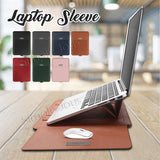 Laptop Sleeve Bag Foldable Stand PU Leather Case with Mouse Pad