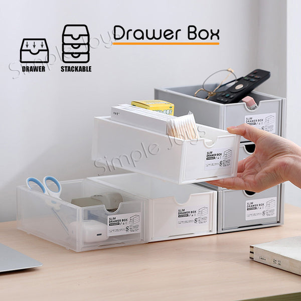 Stackable Drawer Style Storage Box Table Organizer