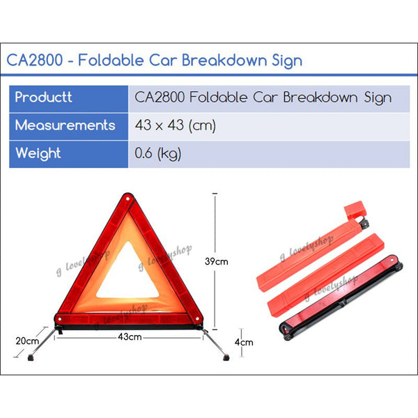 Foldable Car Emergency Breakdown Sign Warning Safety Reflective Signs Vehicle Parking Tripod