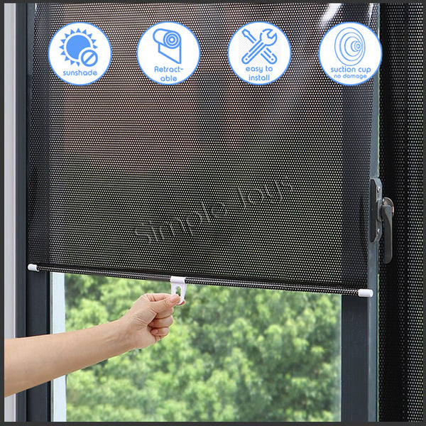 Sunshade Blackout Roller Blind Curtain With Suction Cups For Windows Or Car Windscreen