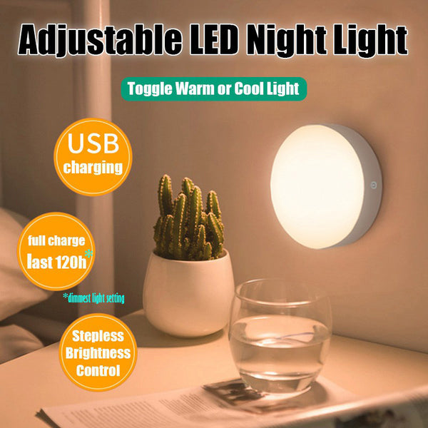 Adjustable Dimmable LED Light - Night Lamp - Magnetic Base - USB Rechargeable
