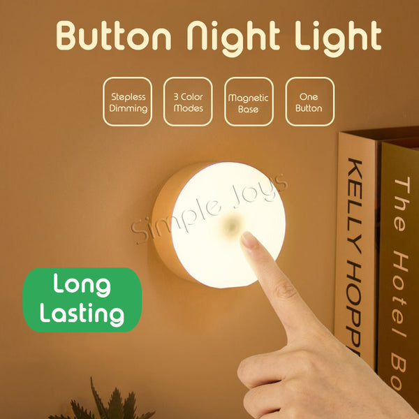 Button LED Night Light Rechargeable Super Long Lasting
