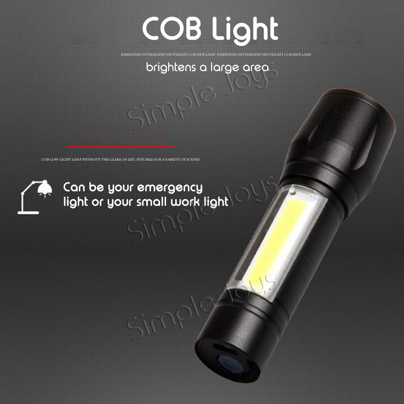 LED COB Torchlight Torch Light Portable Rechargeable Flashlight