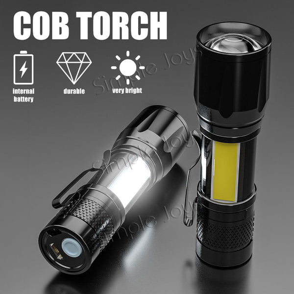 LED COB Torchlight Torch Light Portable Rechargeable Flashlight