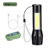 LED COB Torchlight Torch Light Portable Rechargeable Flashlight