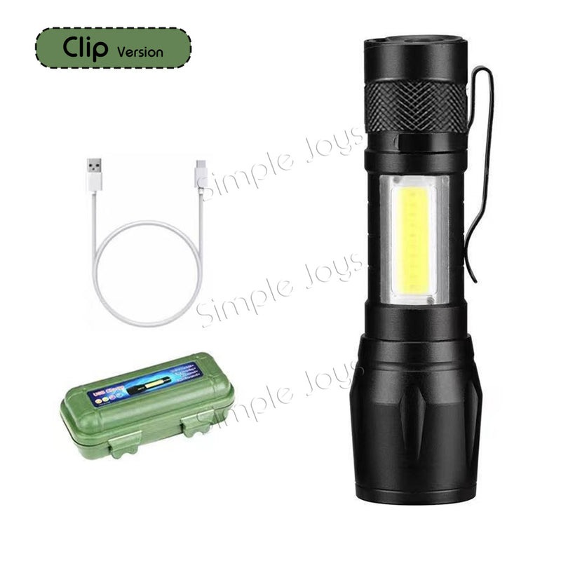 LED COB Torchlight Torch Light Portable Rechargeable Flashlight