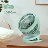 Portable 10000mAh Clip-on Fan For Desk Or Stroller USB Rechargeable Battery Operated With Hook