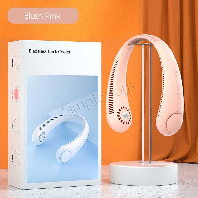 Bladeless Hanging Neck Fan USB Rechargeable Battery Lightweight Headphone Style Low Noise Cooling Device