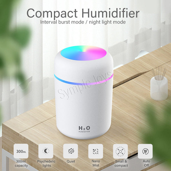 300ml Portable Mini Air Humidifier USB Diffuser Purifier Car Humidifier With LED Night Light