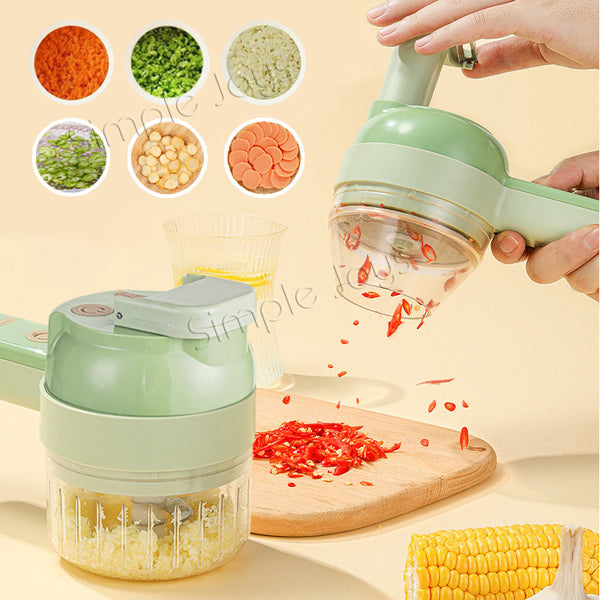 4-in-1 Portable Garlic Chopper Electric Slicer/Mincer With Peel Function