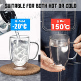 (Bundle of 3) Double Wall Drinking Glass Mug Insulated Coffee Cup With Handle