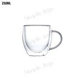 (Bundle of 3) Double Wall Drinking Glass Mug Insulated Coffee Cup With Handle