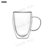 (Bundle of 3) Double Wall Drinking Glass Mug Insulated Coffee Cup With Handle