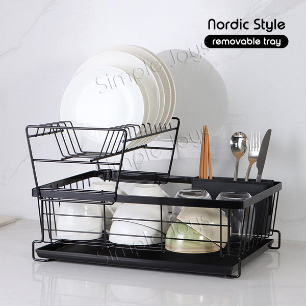 Nordic Dish Drying Rack with Removable Tray Drainer For Kitchen Countertop