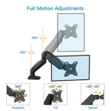 Single LCD Monitor Mount Stand - Articulating Gas Spring Monitor Arm - Adjustable Desk Mount 360 Rotation