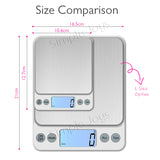 Digital Kitchen Multifunction Food Weighing Scale for Bake Jewelry Weight, Up to 0.01g Stainless Steel Backlit Display