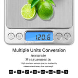 Digital Kitchen Multifunction Food Weighing Scale for Bake Jewelry Weight, Up to 0.01g Stainless Steel Backlit Display