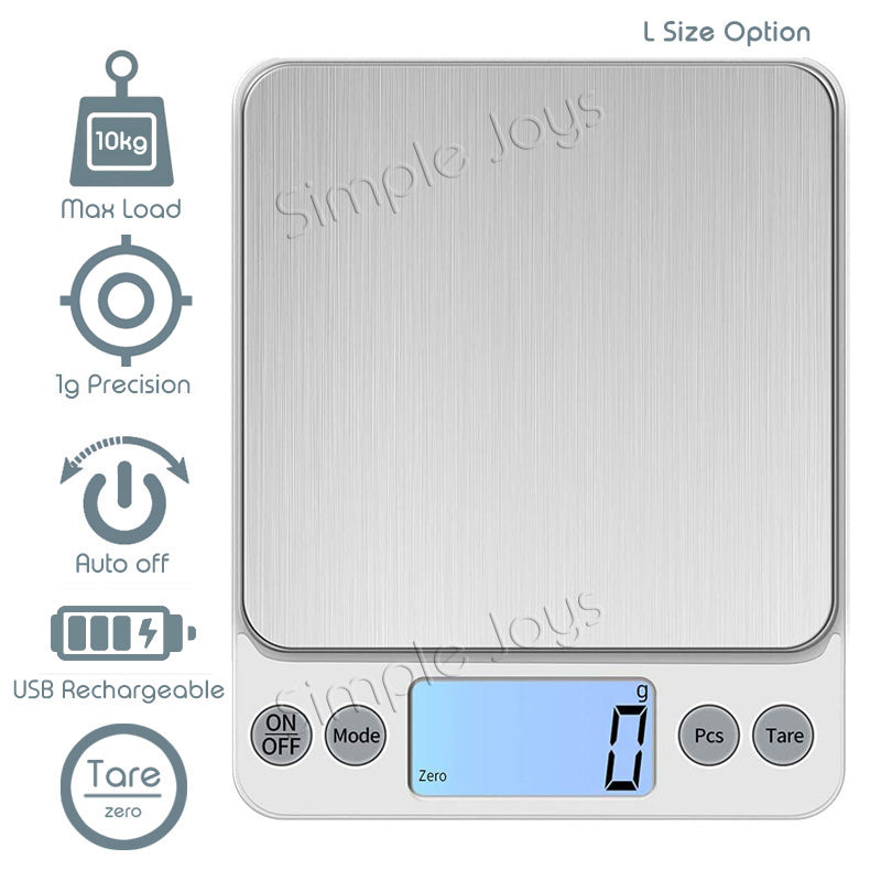 Digital Kitchen Multifunction Food Weighing Scale for Bake Jewelry Weight, Up to 0.01g Stainless Steel Backlit Display