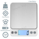 Digital Kitchen Multifunction Food Weighing Scale for Bake Jewelry Weight, Up to 0.01g Stainless Steel Backlit Display