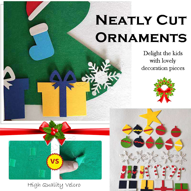 2022 DIY Felt Christmas Tree with Detachable Ornaments on Velcro