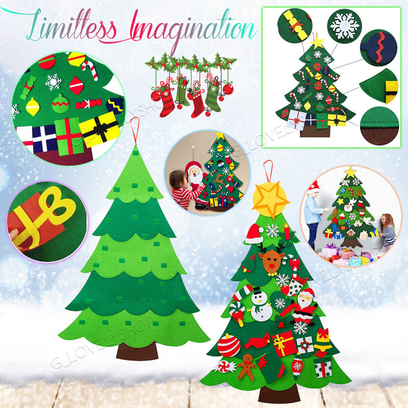 2022 DIY Felt Christmas Tree with Detachable Ornaments on Velcro