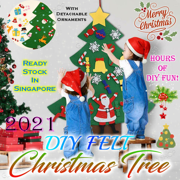 2022 DIY Felt Christmas Tree with Detachable Ornaments on Velcro