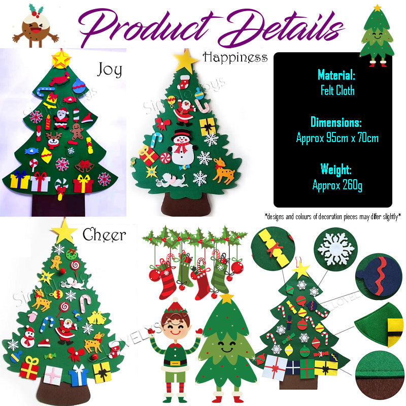 2022 DIY Felt Christmas Tree with Detachable Ornaments on Velcro